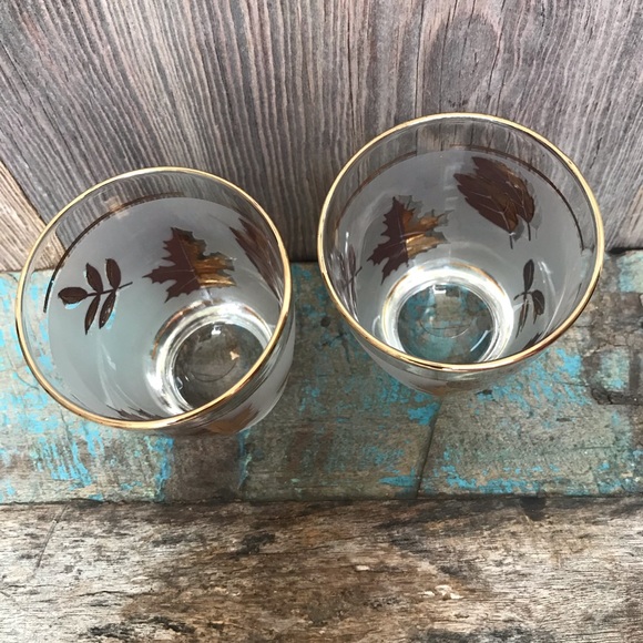 Gold Leaf Glasses (2) MCM - Picture 5 of 8